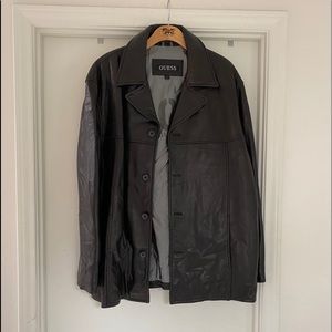 SUPER NICE MENS GUESS BLACK LEATHER JACKET SIZE XL